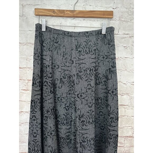 J.Jill Womens Gray Black Flocked Velvet Maxi Skirt Flared A-Line Gored Size 6 - Picture 2 of 10
